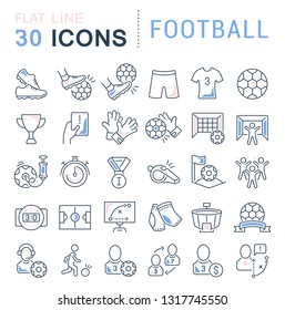 Set of vector line icons of football for modern concepts, web and apps. Sports icons.