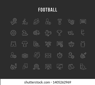 Set of vector line icons of football for modern concepts, web and apps. Sports icons.