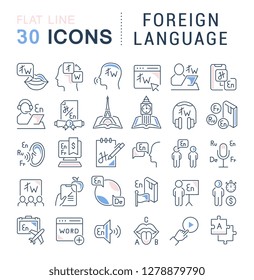 Conjunto de iconos de línea vectorial de lenguaje extranjero para conceptos modernos, web y aplicaciones. 