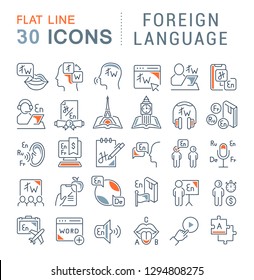 Set of vector line icons of foreign language for modern concepts, web and apps. 