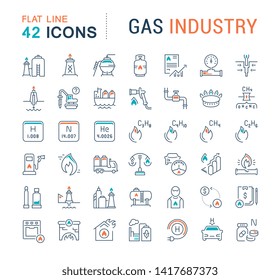 Set of vector line icons of gas industry for modern concepts, web and apps.