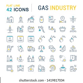 Set of vector line icons of gas industry for modern concepts, web and apps.