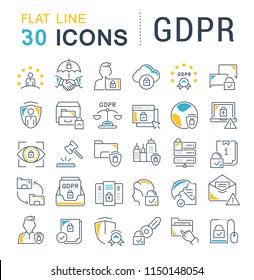 Set Of Vector Line Icons Of Gdpr For Modern Concepts, Web And Apps.