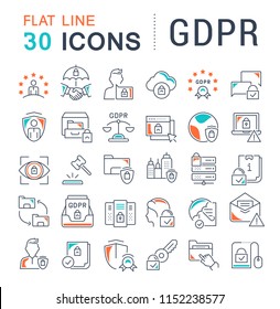 Set of vector line icons of gdpr for modern concepts, web and apps.