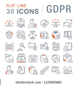 Set Of Vector Line Icons Of Gdpr For Modern Concepts, Web And Apps.