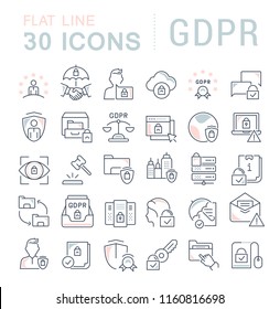 Set of vector line icons of gdpr for modern concepts, web and apps.