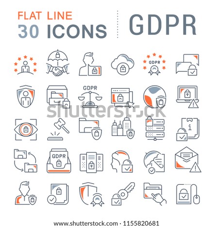 Set of vector line icons of gdpr for modern concepts, web and apps.
