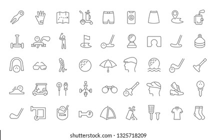 Set of vector line icons of golf for modern concepts, web and apps.