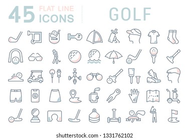 Set of vector line icons of golf for modern concepts, web and apps.