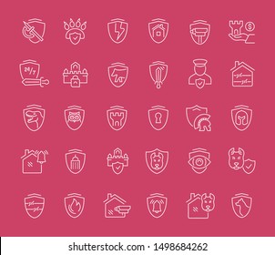 Set of vector line icons of guard company for modern concepts, web and apps.