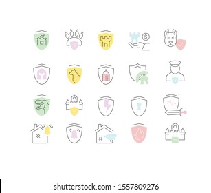 Set of vector line icons of guard company for modern concepts, web and apps.