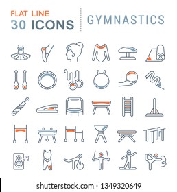 Set of vector line icons of gymnastics for modern concepts, web and apps. 