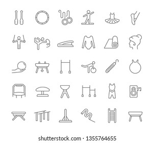 Set of vector line icons of gymnastics for modern concepts, web and apps. 