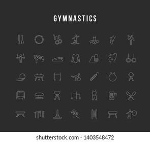 Set of vector line icons of gymnastics for modern concepts, web and apps. 