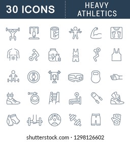 Set of vector line icons of heavy athletics for modern concepts, web and apps. 