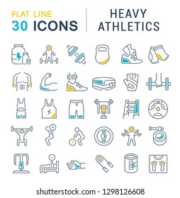 Set of vector line icons of heavy athletics for modern concepts, web and apps. 