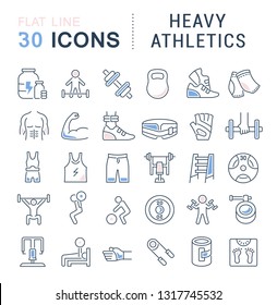 Set of vector line icons of heavy athletics for modern concepts, web and apps. 