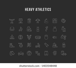 Set of vector line icons of heavy athletics for modern concepts, web and apps. 