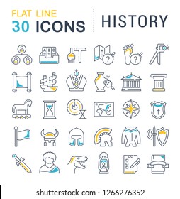 Set of vector line icons of history for modern concepts, web and apps.