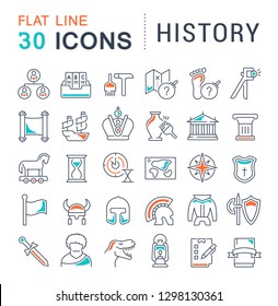 Set of vector line icons of history for modern concepts, web and apps.