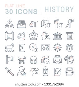 Satz von Vektorlinien-Icons der Geschichte für moderne Konzepte, Web und Apps.