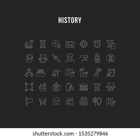 Set of vector line icons of history for modern concepts, web and apps.