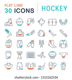 Set of vector line icons of hockey for modern concepts, web and apps. 