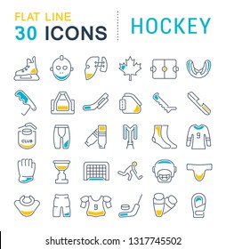 Set of vector line icons of hockey for modern concepts, web and apps. 