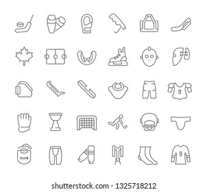 Set of vector line icons of hockey for modern concepts, web and apps. 