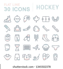 Set of vector line icons of hockey for modern concepts, web and apps. 