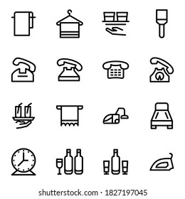 Conjunto de iconos de línea vectorial de hotel para conceptos modernos, web y aplicaciones.
