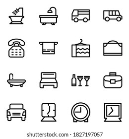 Set of vector line icons of hotel for modern concepts, web and apps.
