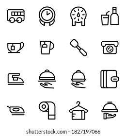 Conjunto de iconos de línea vectorial de hotel para conceptos modernos, web y aplicaciones.
