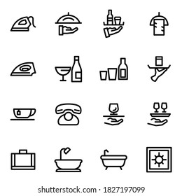 Set of vector line icons of hotel for modern concepts, web and apps.
