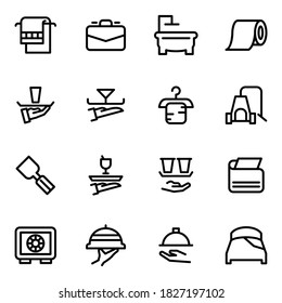 Conjunto de iconos de línea vectorial de hotel para conceptos modernos, web y aplicaciones.
