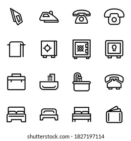 Set of vector line icons of hotel for modern concepts, web and apps.
