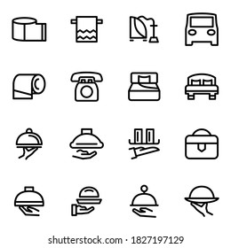 Conjunto de iconos de línea vectorial de hotel para conceptos modernos, web y aplicaciones.
