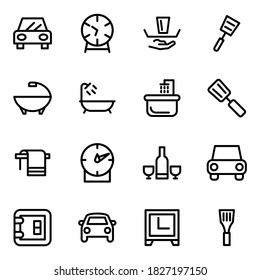 Set von Vektorlinien-Icons des Hotels für moderne Konzepte, Web und Apps.
