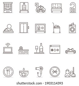 Conjunto de iconos vectoriales del negocio hotelero para conceptos modernos, web y aplicaciones