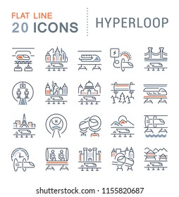 Set of vector line icons of hyperloop for modern concepts, web and apps.