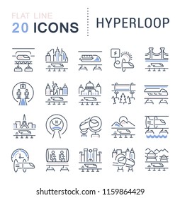 Set of vector line icons of hyperloop for modern concepts, web and apps.