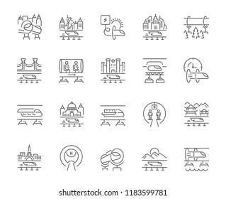 Set of vector line icons of hyperloop for modern concepts, web and apps.