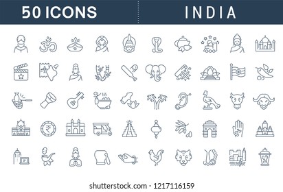 Set of vector line icons of India for modern concepts, web and apps.
