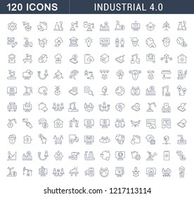 Set of vector line icons of industrial 4.0 for modern concepts, web and apps.