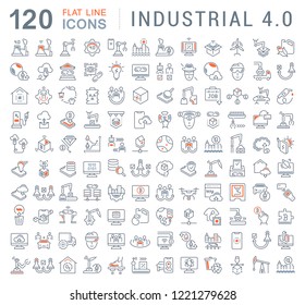 Set of vector line icons of industrial 4.0 for modern concepts, web and apps.