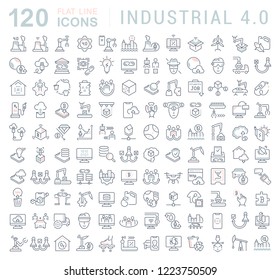 Set of vector line icons of industrial 4.0 for modern concepts, web and apps.