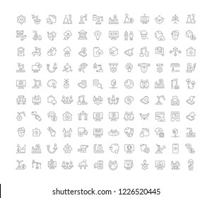 Set of vector line icons of industrial 4.0 for modern concepts, web and apps.