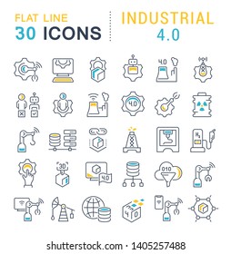 Set of vector line icons of industrial 4.0 for modern concepts, web and apps.