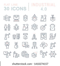 Set of vector line icons of industrial 4.0 for modern concepts, web and apps.