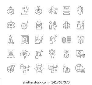 Set of vector line icons of industrial 4.0 for modern concepts, web and apps.